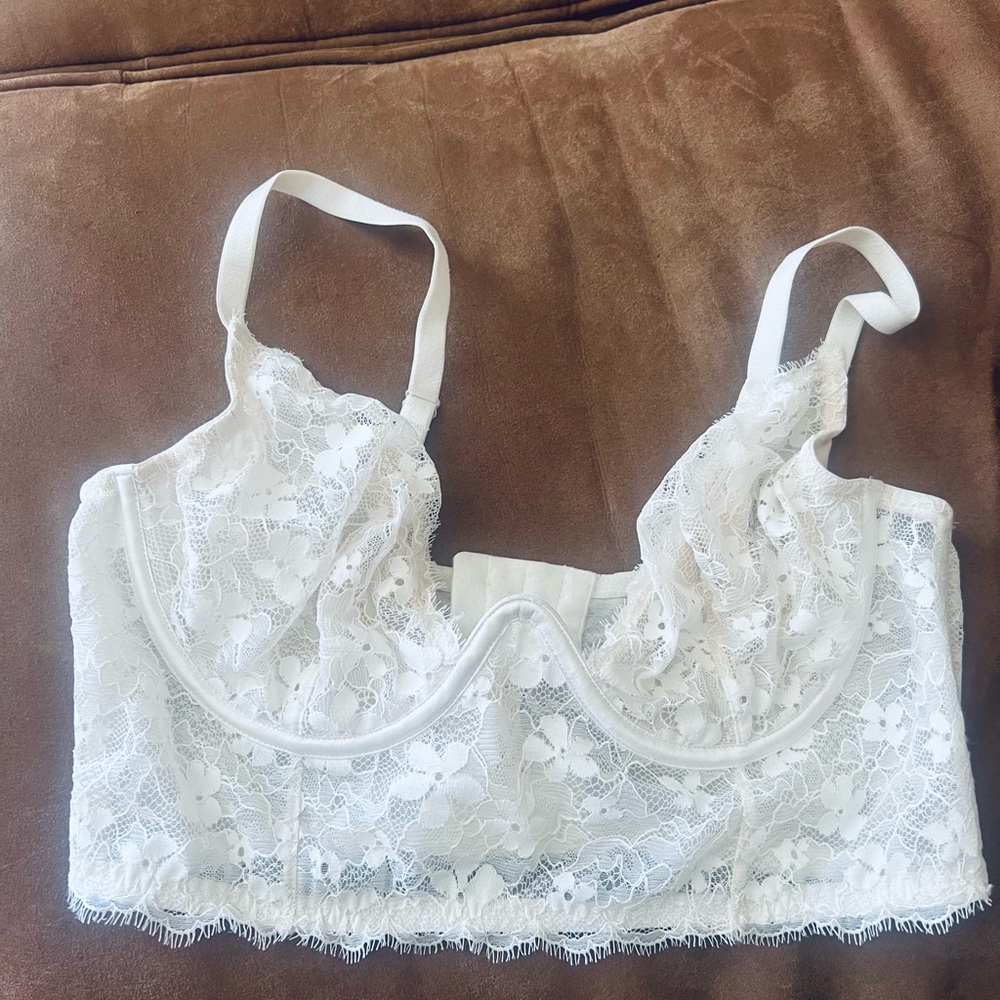 Victoria's Secret White Lace Longline Underwire Bra